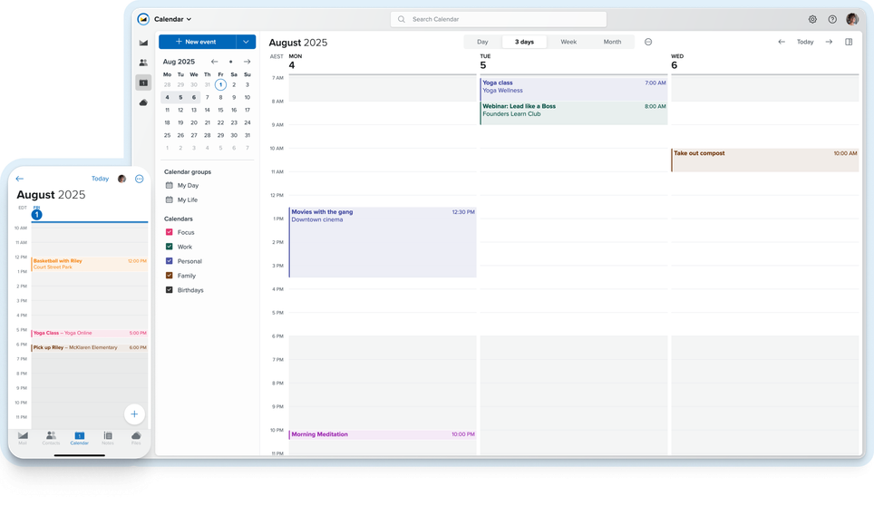 Screenshot of the Fastmail calendar app
